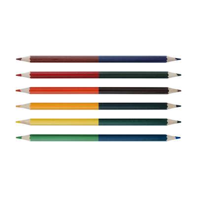 Factory Supply Professional 7" 12 Colors Double-ended bulk Wooden Colour Pencil set